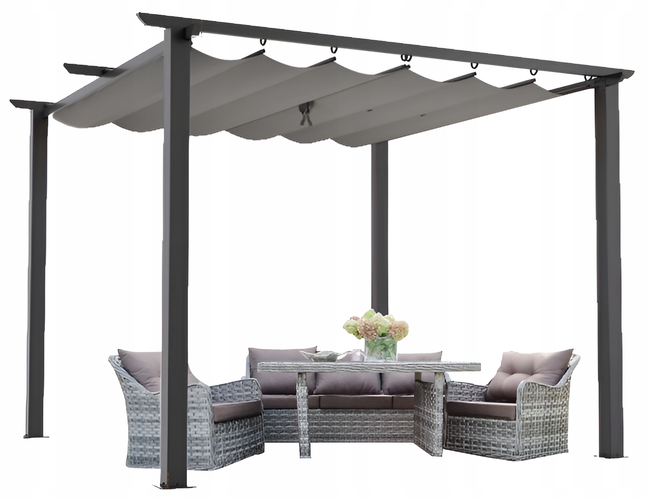 Pergola tarasowa 3x3 ogrodowa metalowa altana zadaszenie szara dach szary