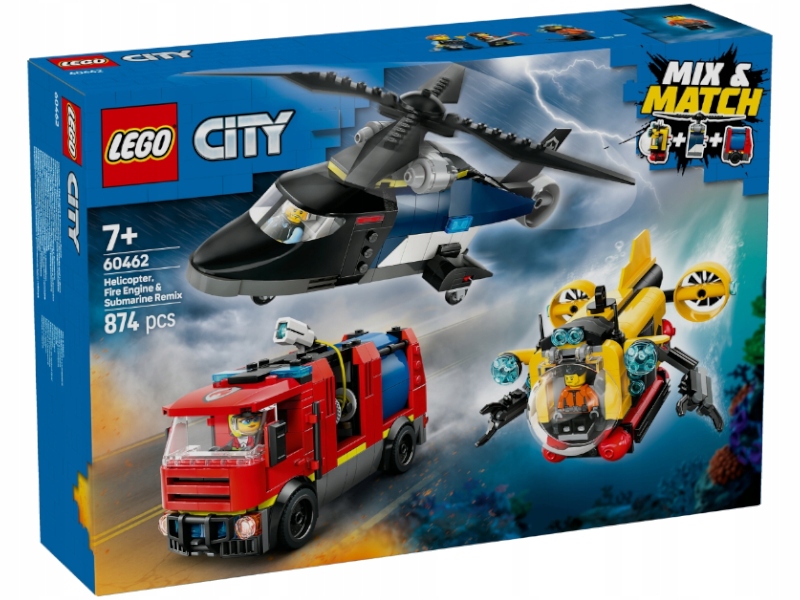 Lego 60462 City Helikoptéra Hasičský vůz Loď 7+ 874ks
