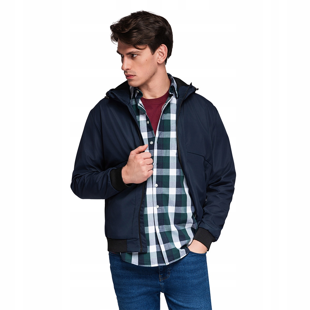 Lehká pánská bunda s kapucí a síťovanou podšívkou, modrá, V1 C640 XXL