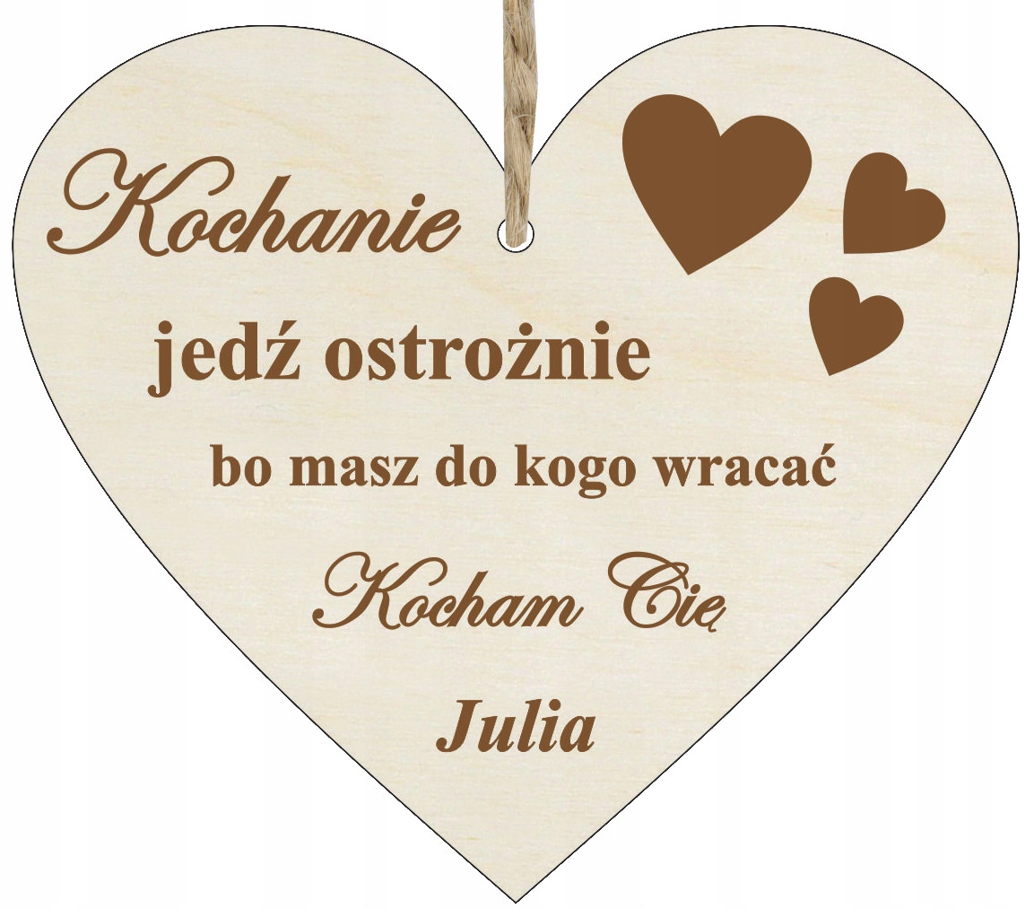 

Zawieszka do Auta Samochodu Grawer Serce
