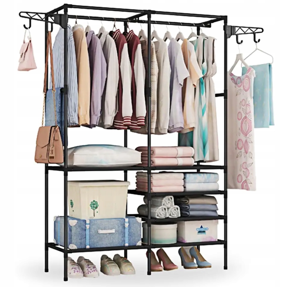 GARDEROBA WIESZAK STOJĄCY NA UBRANIA SZAFA REGAŁ