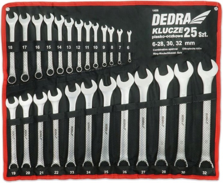 Očkoploché kľúče Dedra 25ks 6-28, 30, 32 mm