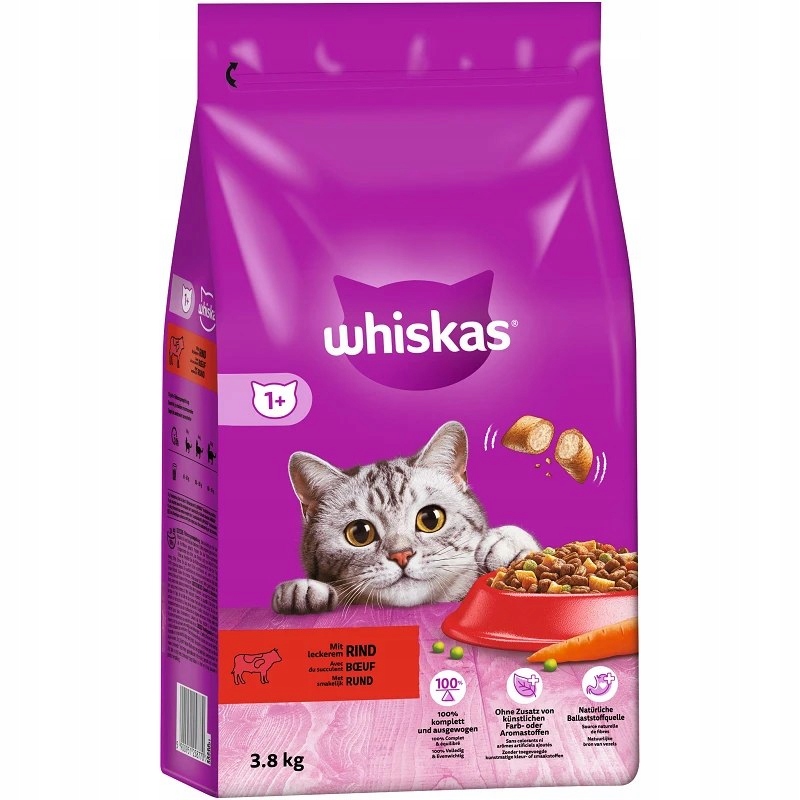 Whiskas Adult Suché Krmivo pro dospělé kočky s chutným hovězím masem