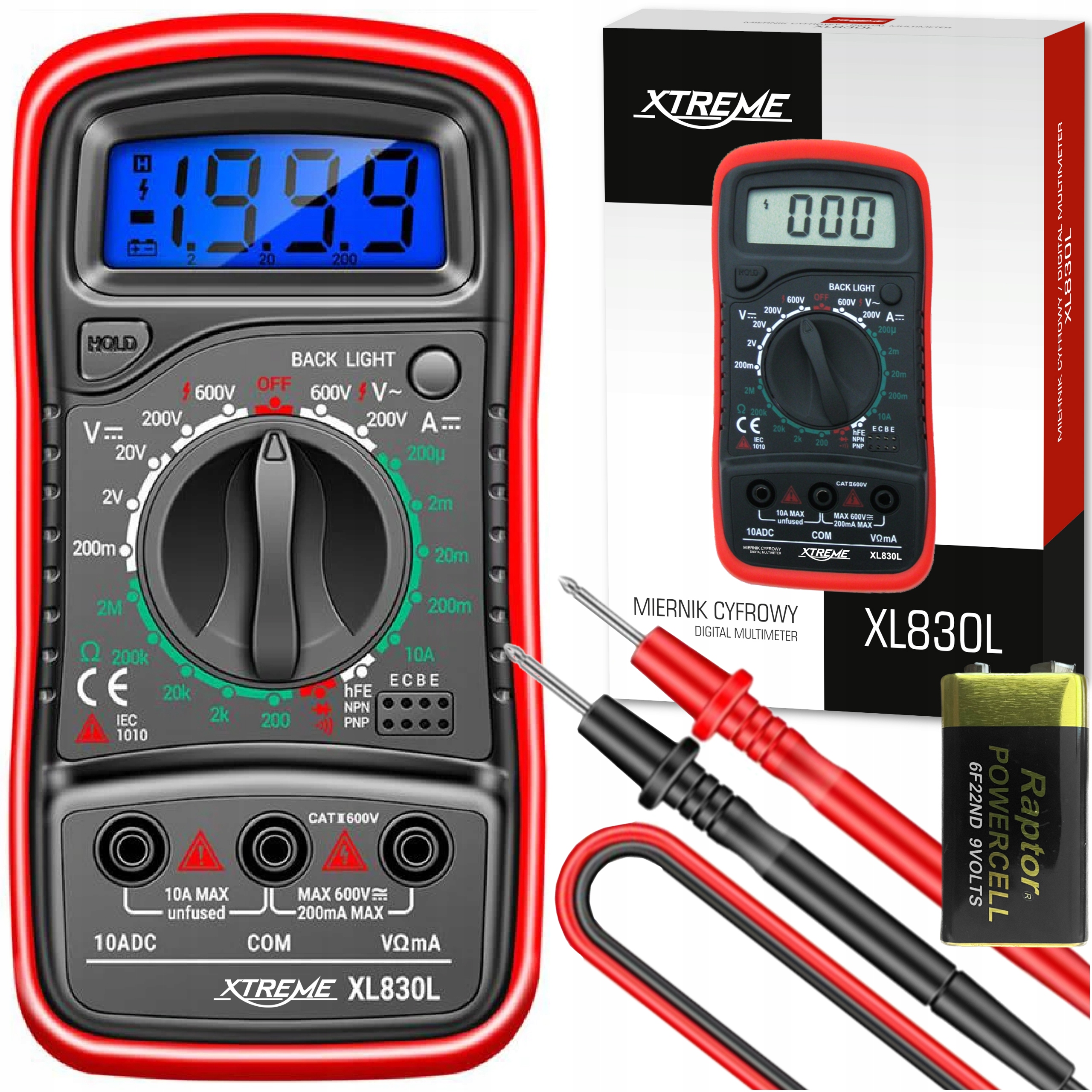 MULTIMETR MIERNIK CYFROWY RĘCZNY XTREME XL830L LCD TESTER PRĄDU NAPIĘCIA