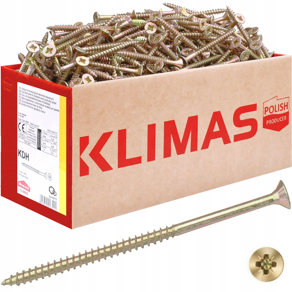 Kalené Vruty Do Dřeva Kdh 6x80 Neúplný Závit Pz Klimas 5 kg ~540kusů