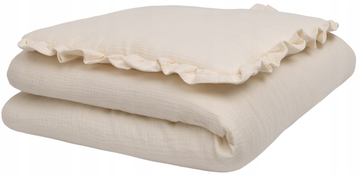 POŚCIEL MUŚLINOWA Z FALBANKĄ 120X90 Z WYPEŁNIENIEM Szerokość kołdry 90 cm