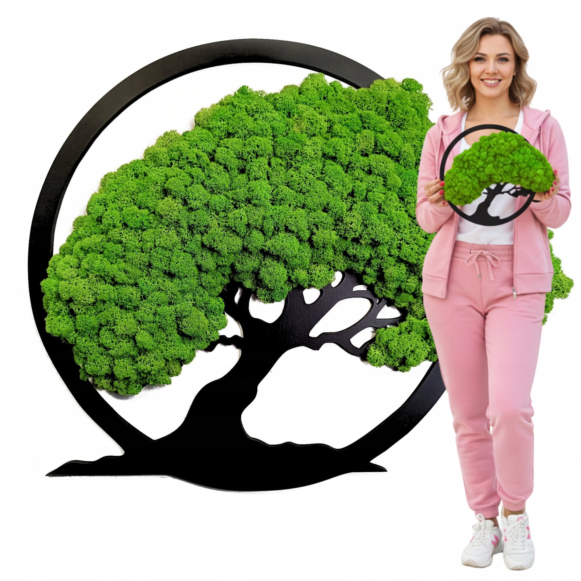 Obraz Z Mechu mech chrobotek Živý Stromek Bonsai na zeď Ozdoba Dekorace