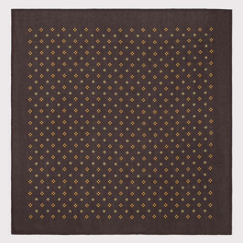 Hnědý pánský kapesníček s květinovým vzorem Pako Lorente One Size