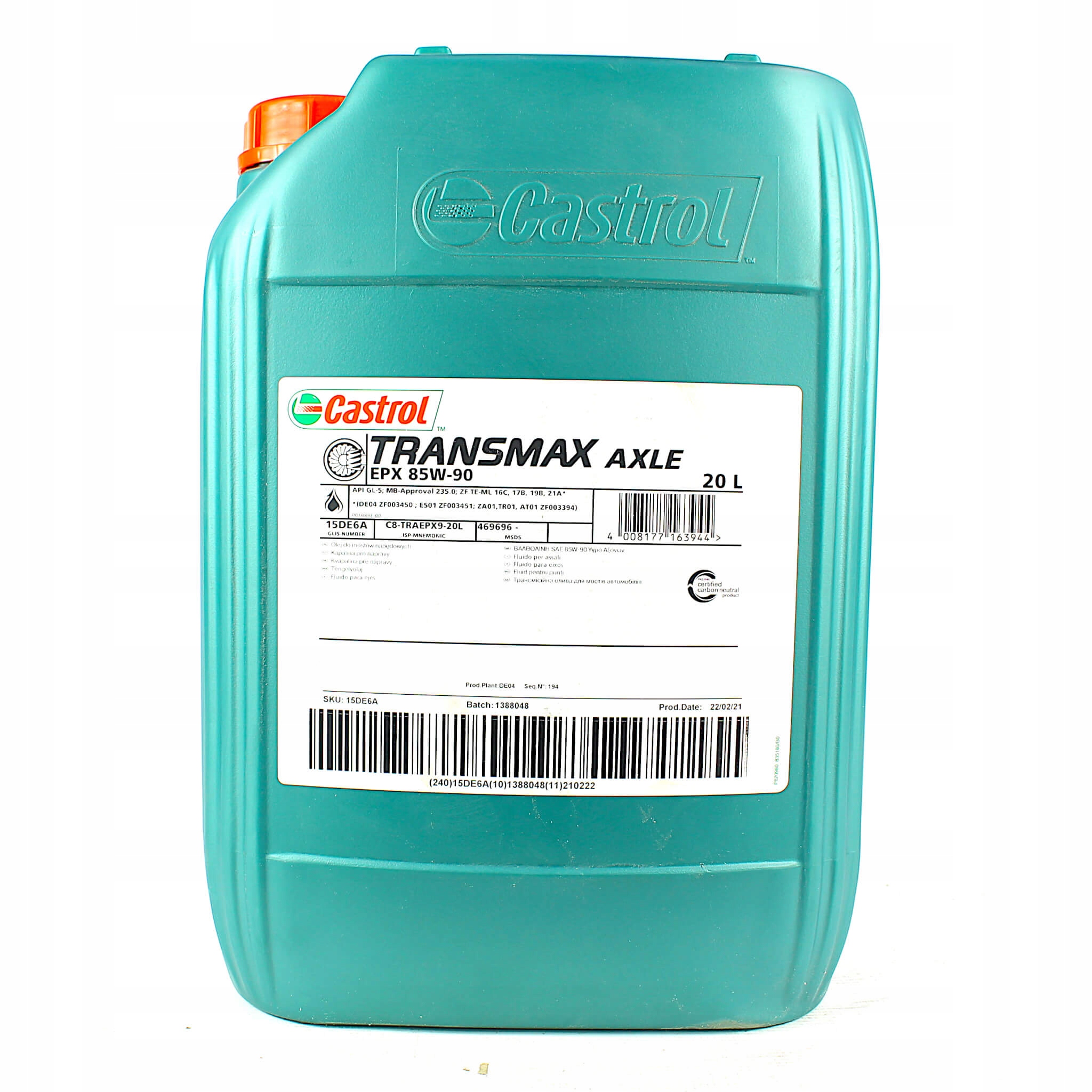 CASTROL TRANSMAX AXLE EPX 85W/90 20L