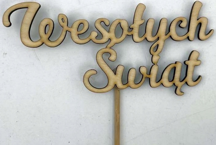 DREWNIANY NAPIS NA PIKU WESOŁYCH ŚWIĄT 14x6cm PIK ŚWIĘTA PREZENT DEKORACJA Kod producenta 88184-6G