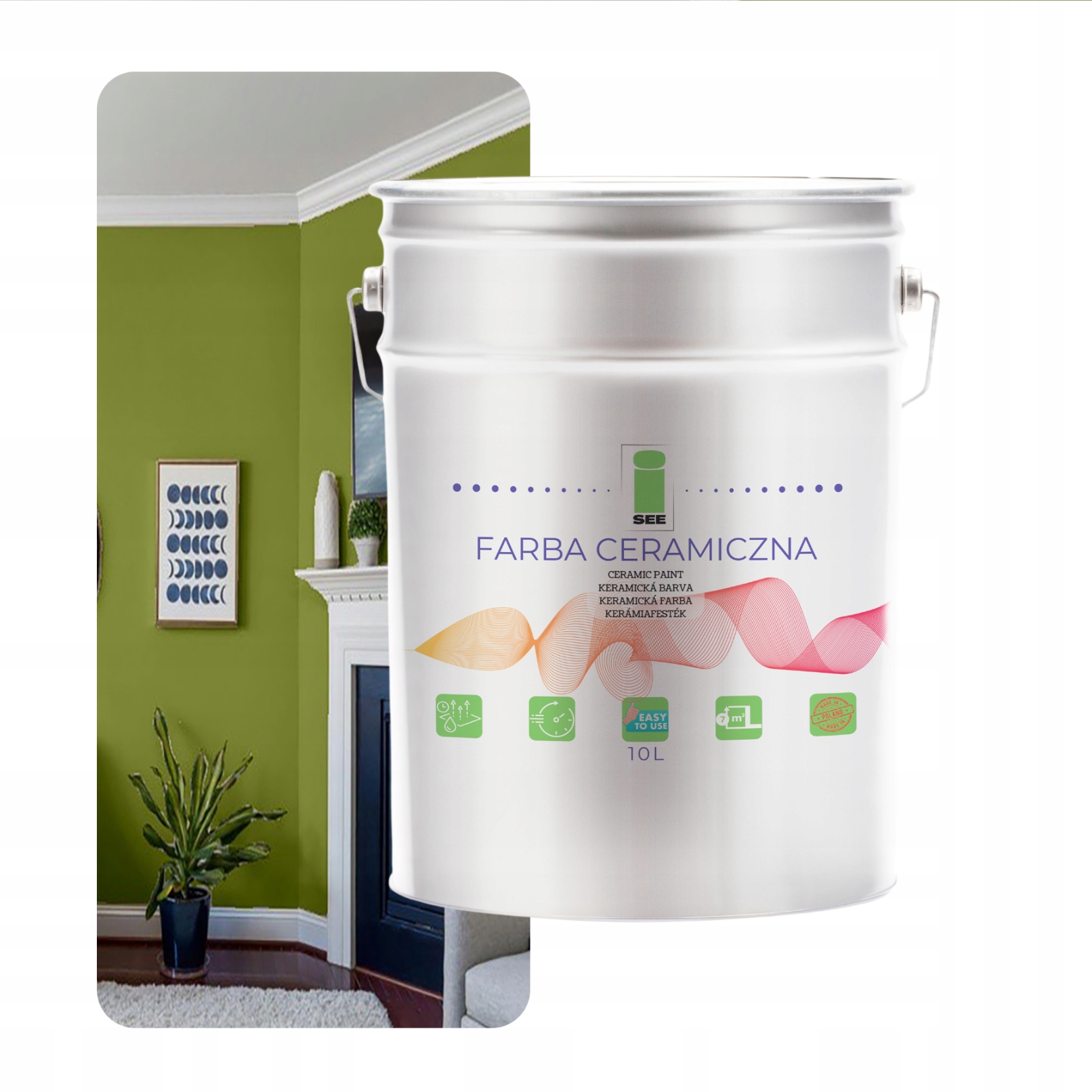 Keramická Farba Na Steny Zelená Umývateľná Zelený Mach 10 L Odolná Voči Škvrnám