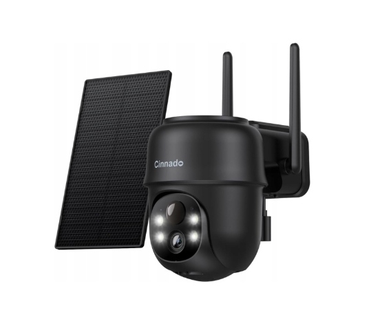 Cinnado Kamera Solarna 2K Bezprzewodowa 360° Pir Noktowizor Czarna