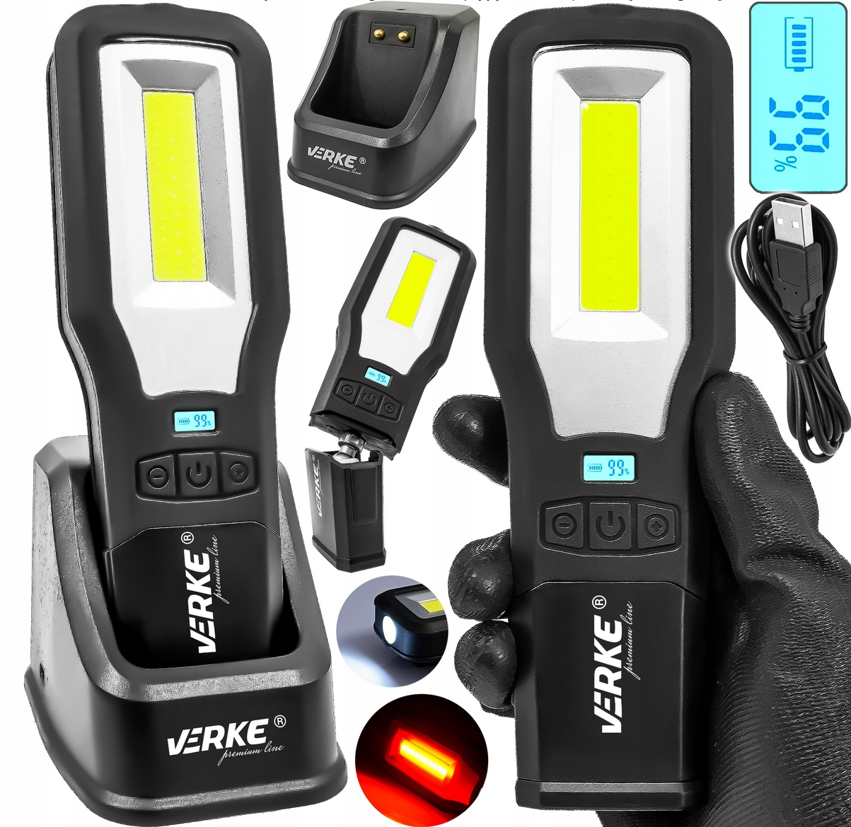 Lampka robocza 550lm + 250lm 2000mAh Verke V87554