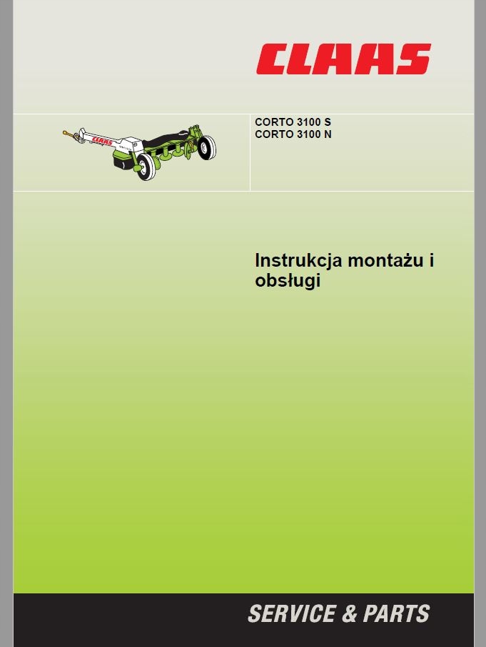 Instrukcja obsługi CLAAS CORTO 3100 S 3100 N
