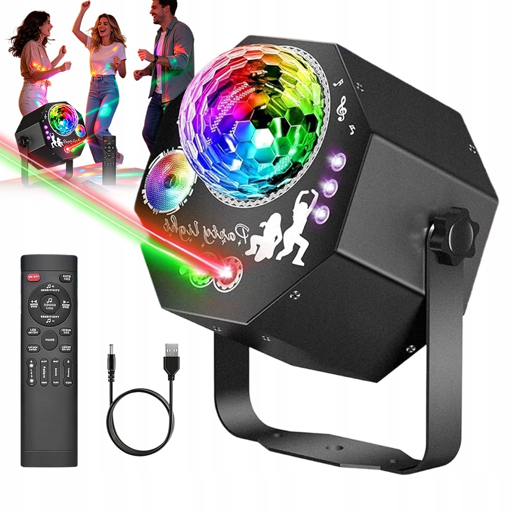 Zrcadlová Koule Disco Laserová Lampa Projektor Barevný Usb Na Párty
