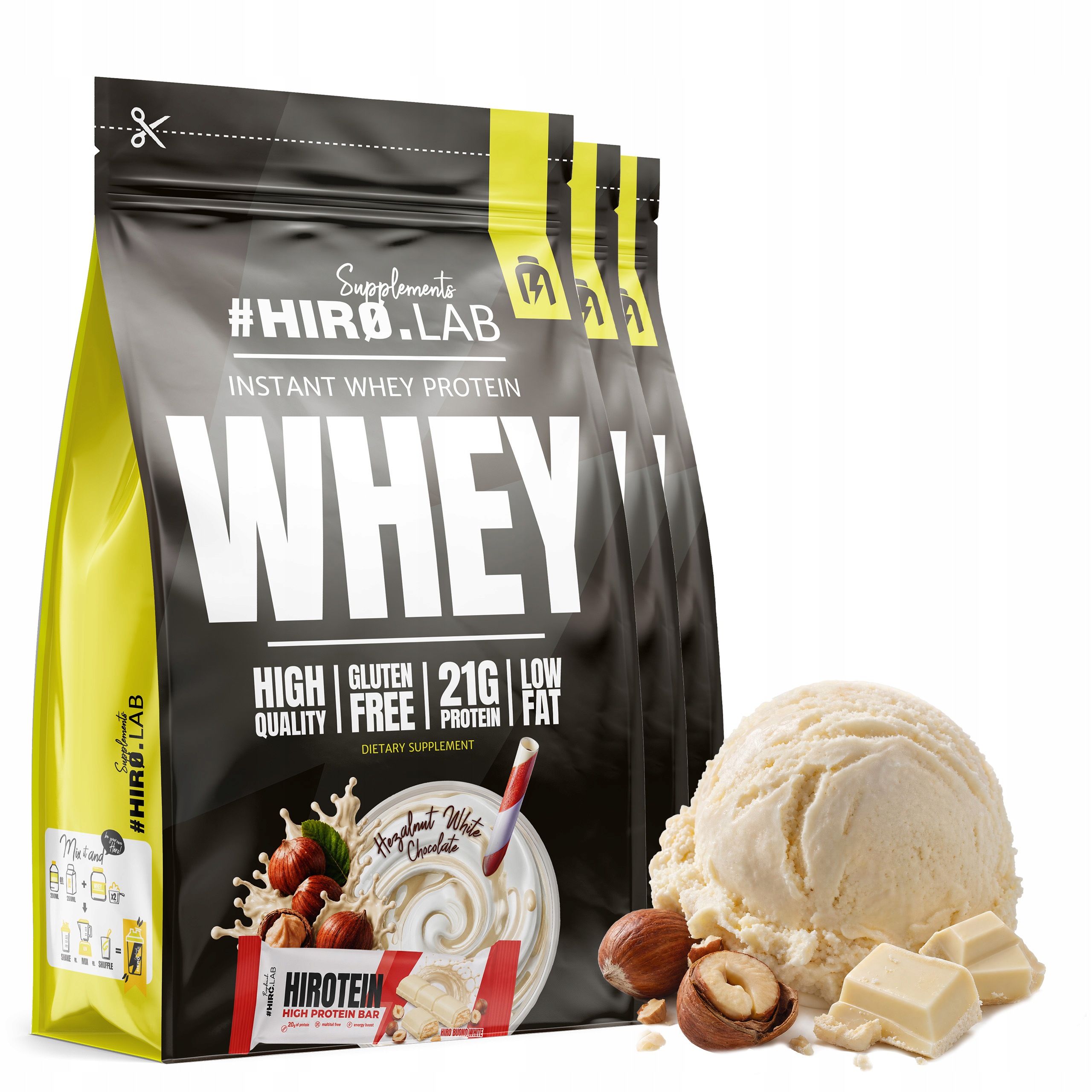 3x Wpc Instant Whey Protein syrovátkový doplněk stravy 750 g Buono White
