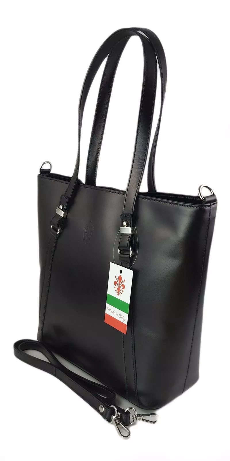 Elegantní Klasická Kožená Kabelka A4 Přes Rameno Kůže Shopper Bag Černá