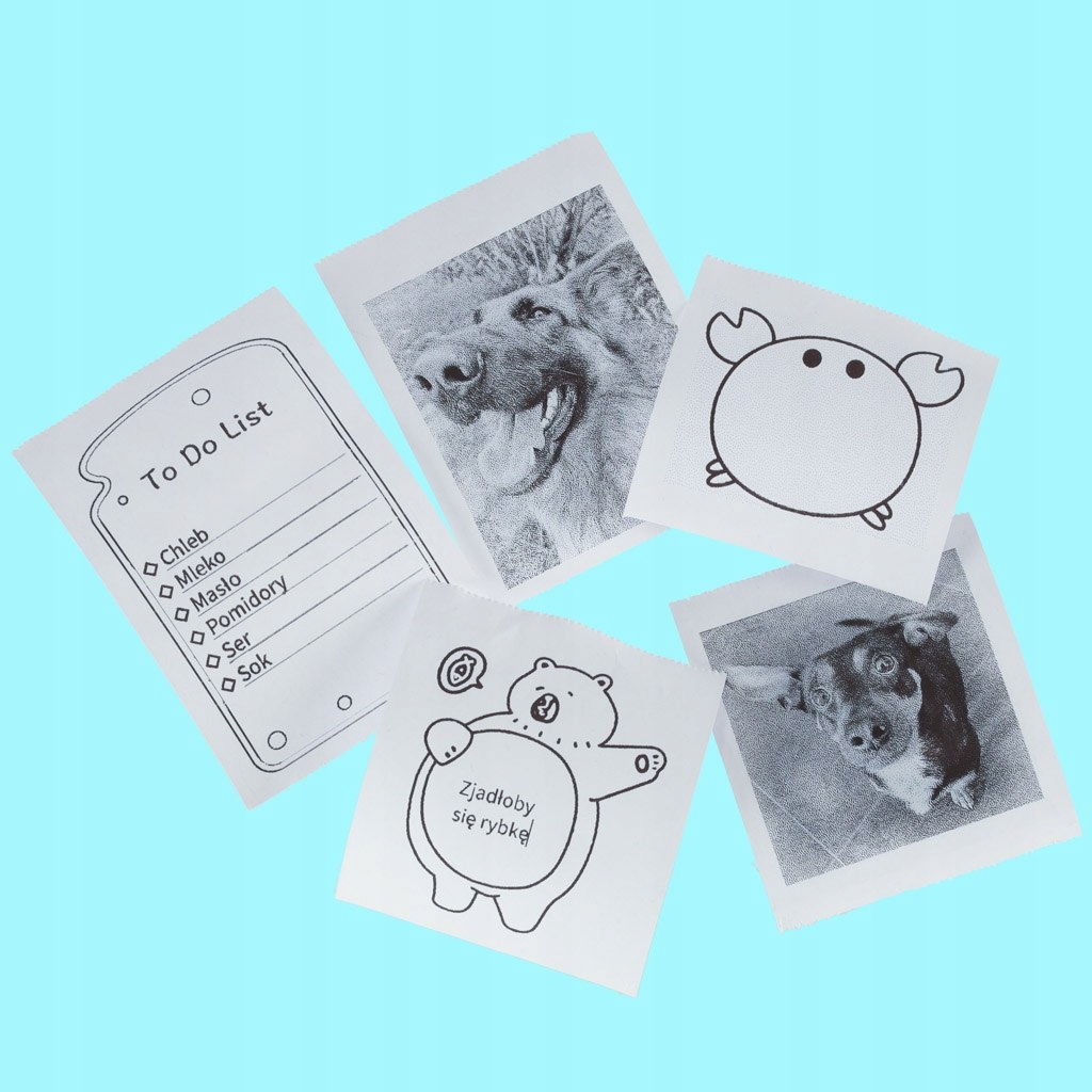 Mini drukarka termiczna kot niebieski do zdjęć Bluetooth Android iOS +rolka Komunikacja Bluetooth