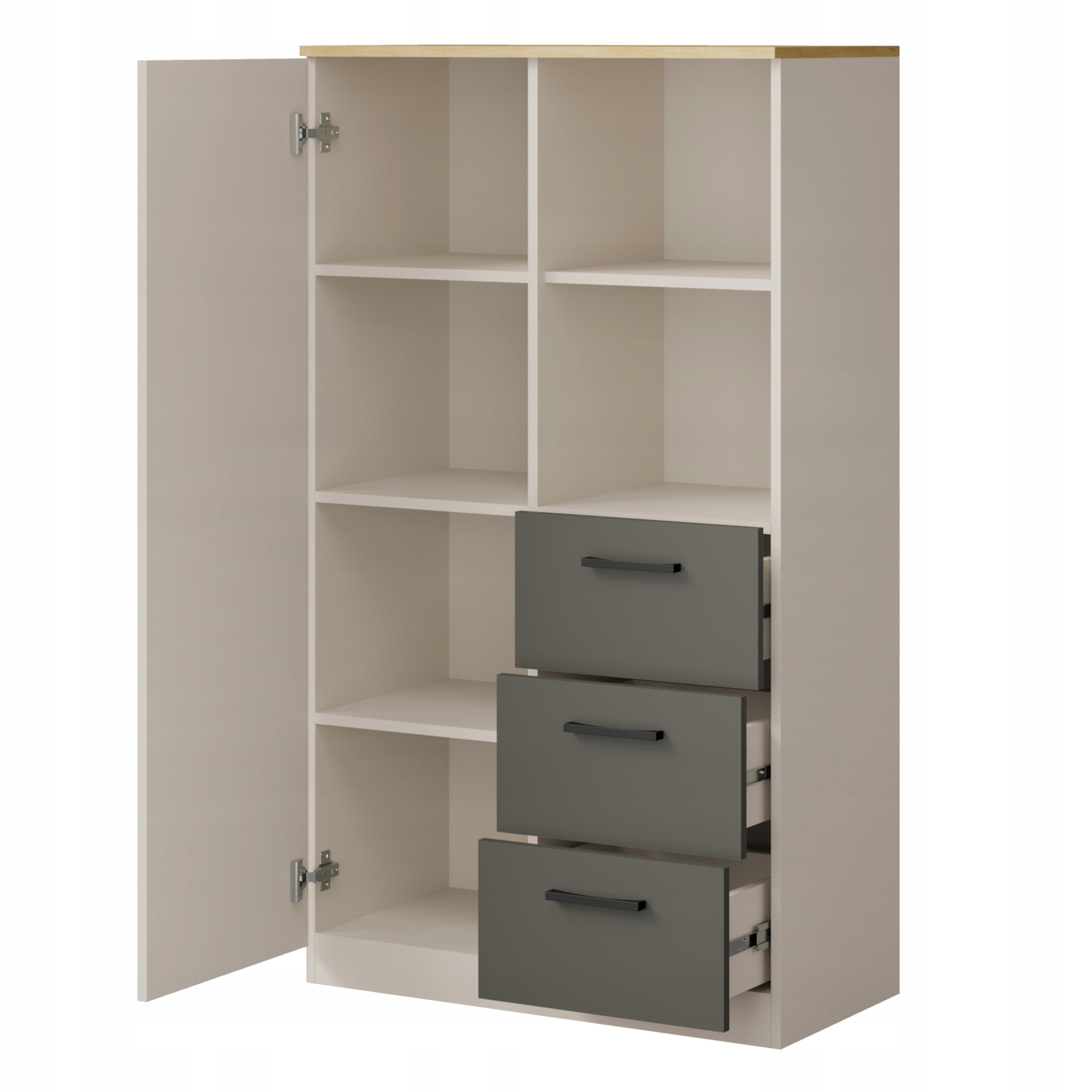 Regał młodzieżowy z szufladami Billz 1D3S 80 Kaszmir/Dąb Cremona