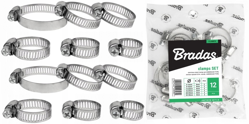 Zestaw opasek ślimakowych American 6-38 mm 12sztuk