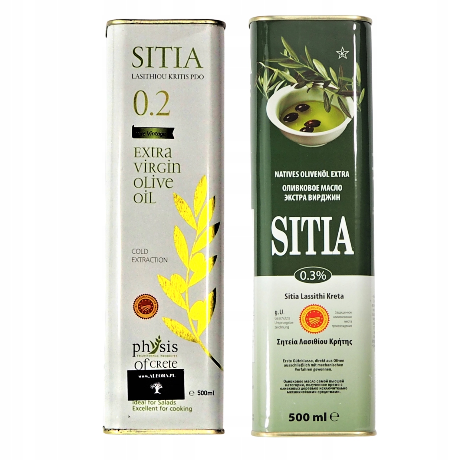 Grecka oliwa z oliwek Sitia 2x500ml Zestaw oliwa filtrowana Extra Virgin