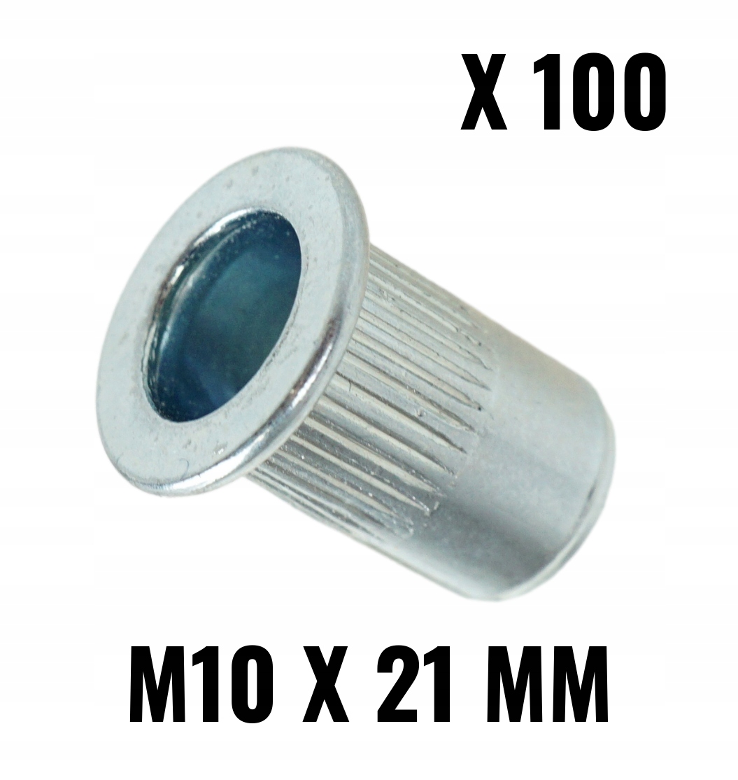 

100x Nitonakrętka z kołnierzem ryflowana M10x21 mm