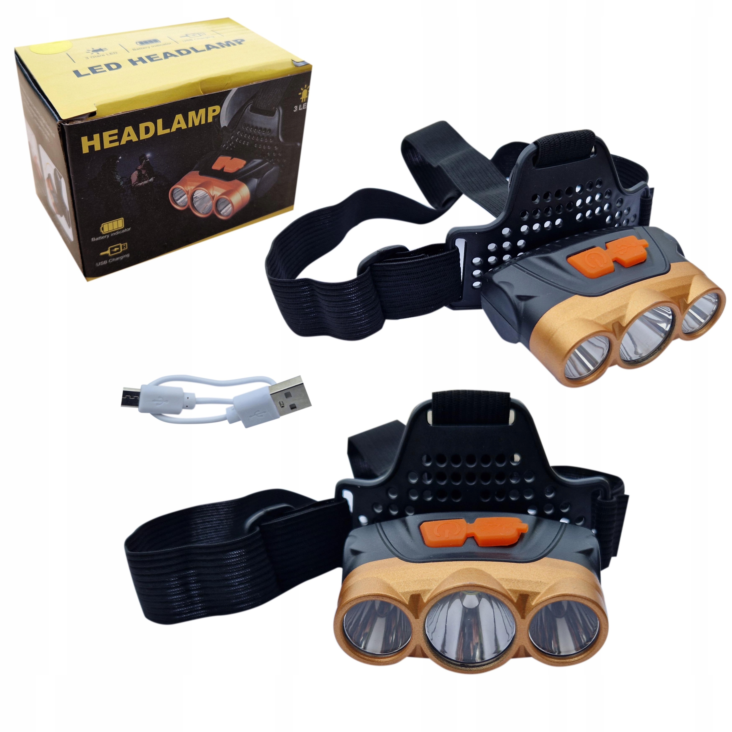 LATARKA NA GŁOWĘ CZOŁÓWKA LED USB