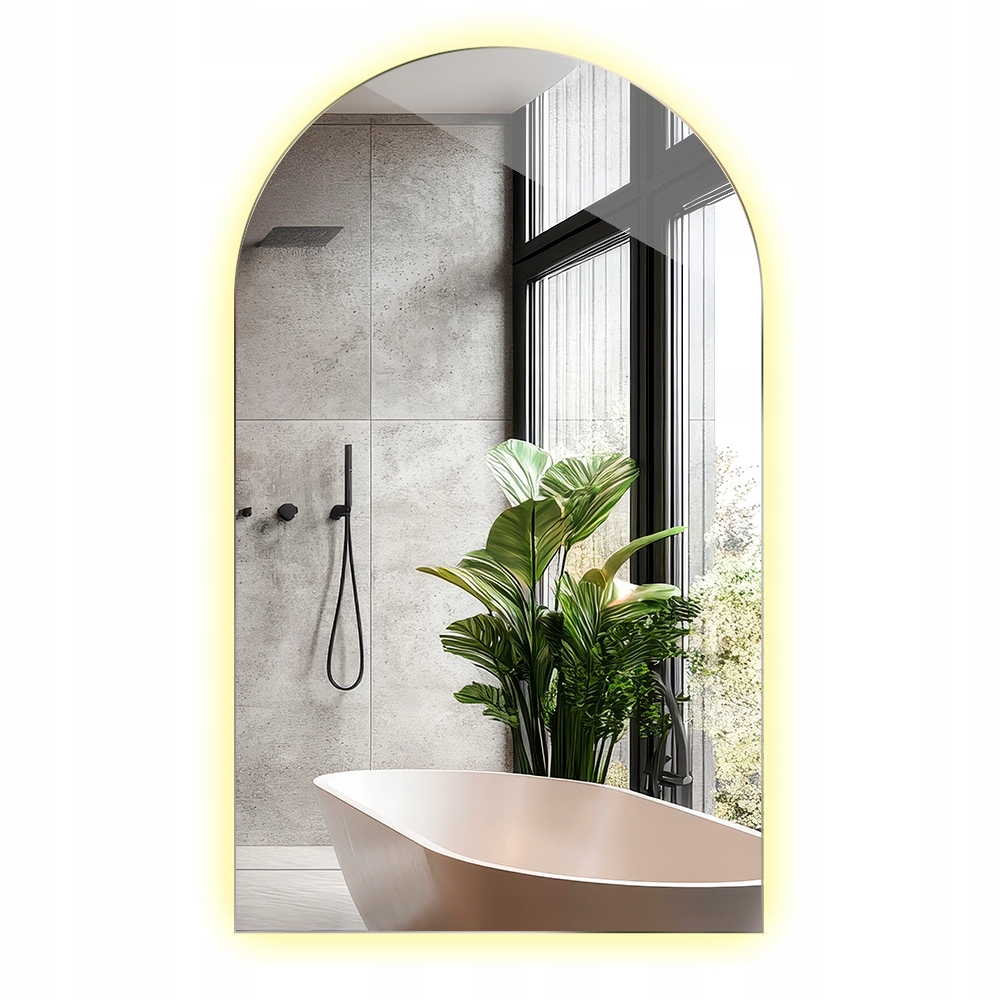 Veľké stenové Led zrkadlo 60 x 100 cm s orezaným okrajom, ideálne na líčenie