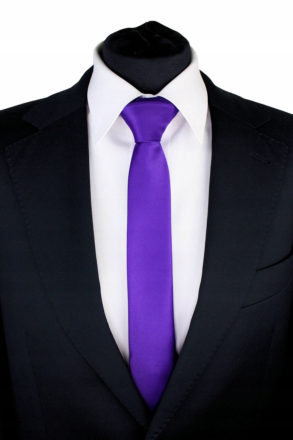 WĄSKI KRAWAT SLIM ŚLEDŹ 5 cm - CIEMNY FIOLETOWY Marka Tissino