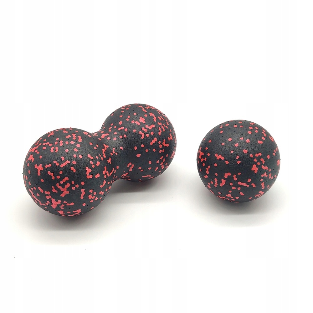 REHABILITACYJNA PIŁKA PODWÓJNA DO MASAŻU MIĘŚNI MOCNA + PIŁECZKA FIT ZESTAW Średnica 8 cm