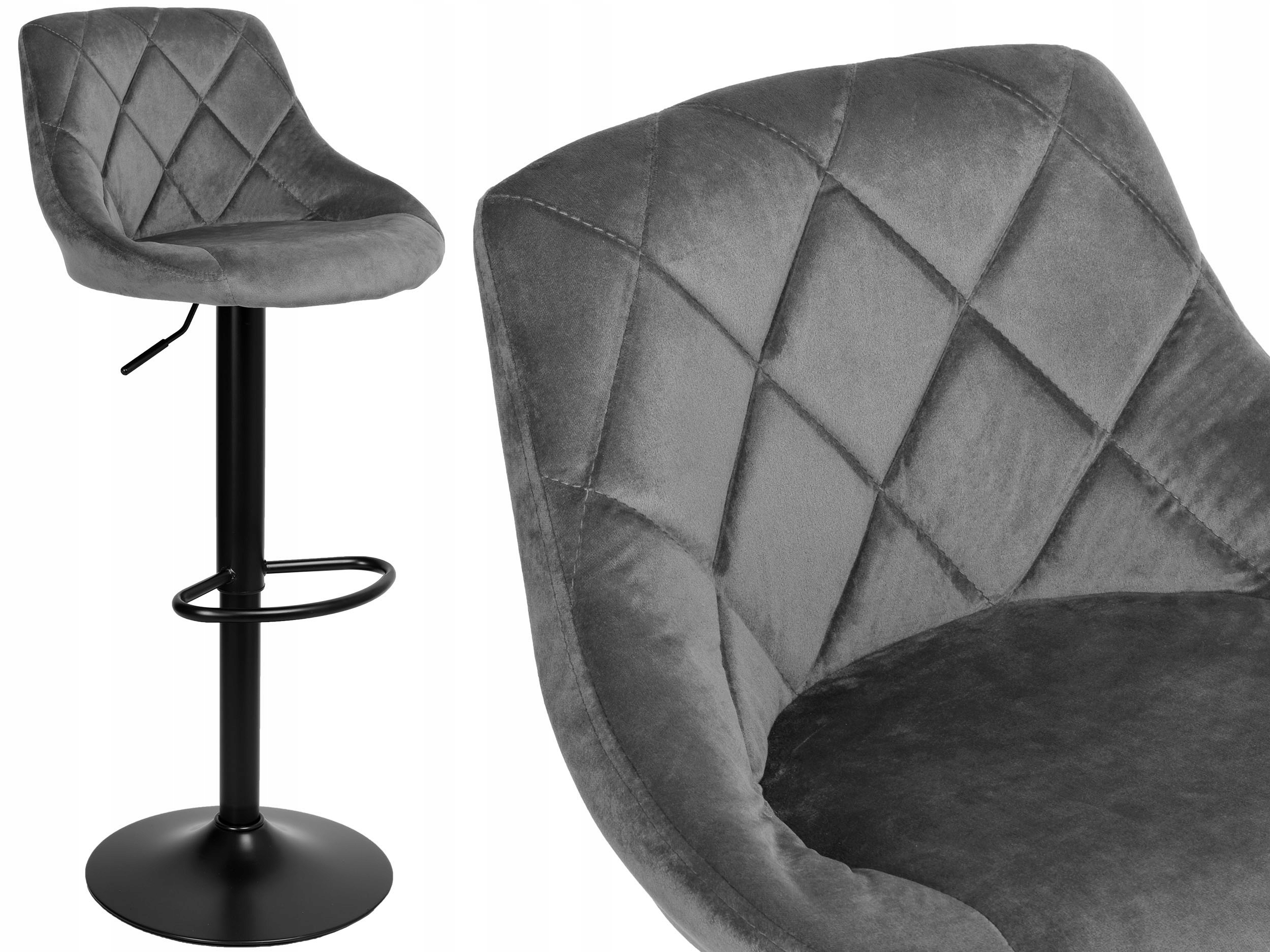 Barová Židle Kuchyňská Otočná Barová Židle Do Obývacího Pokoje Nastavitelná, Černá, Prošívaná