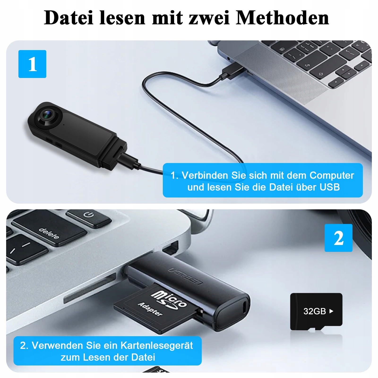 PUDET Luo Kamera HD 1080P Mini Kamera 32GB Karta Nocna Wizja Bez WiFi — miniatura 7