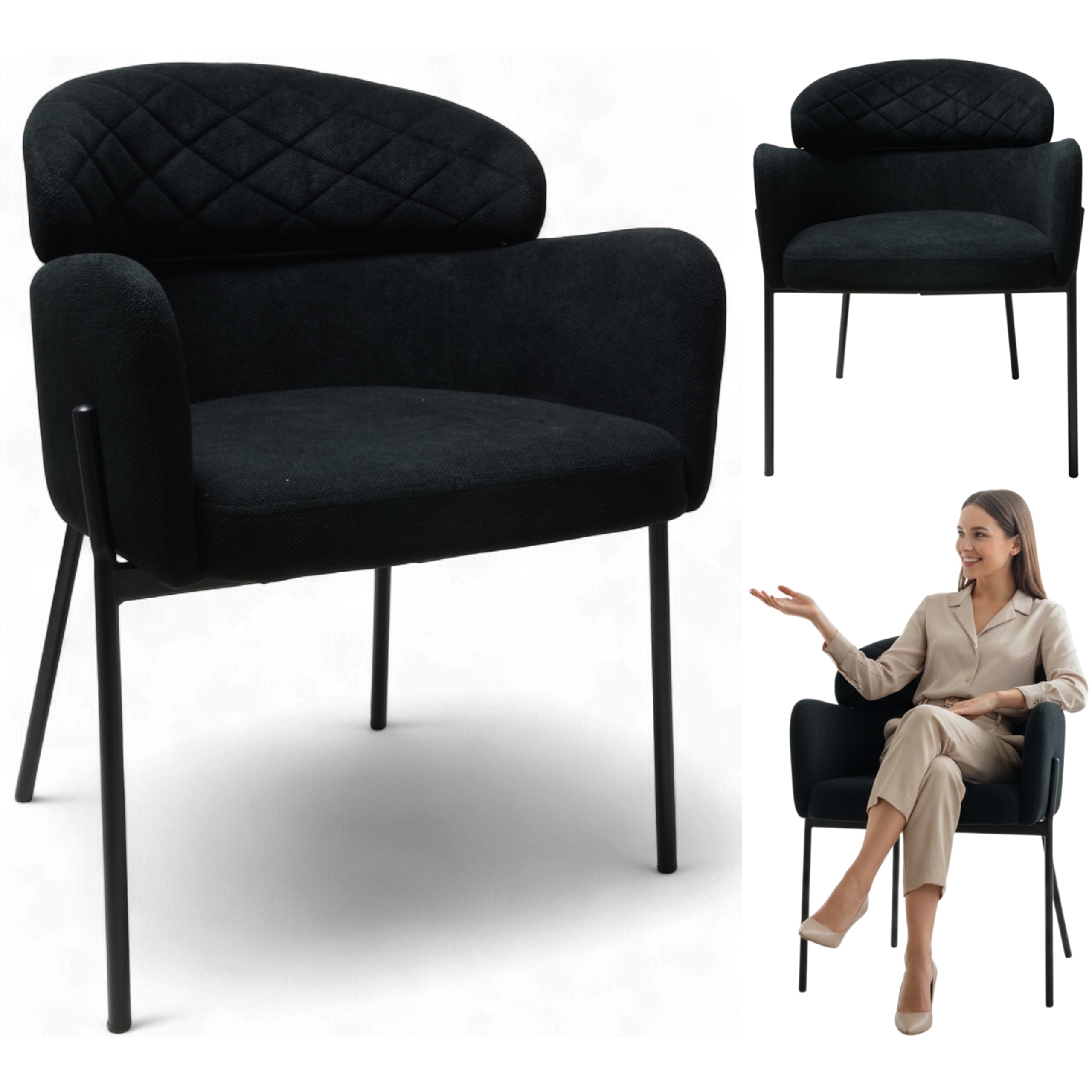 Křeslo Detroit Černá Curio Moderní křeslo Obývací pokoj Kuchyně Loft Glamour