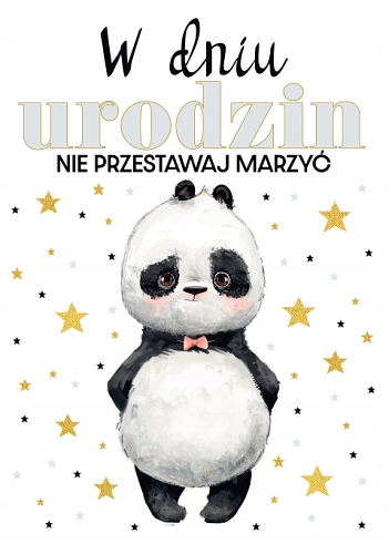 

Kartki urodzinowe z życzeniami miś Panda TS105