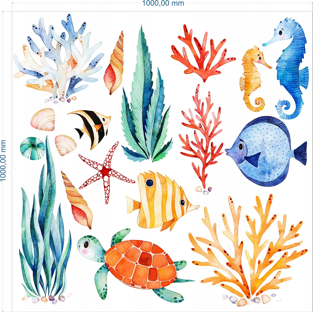

Rybki Ocean Naklejki Na Ścianę Watercolor 100cm