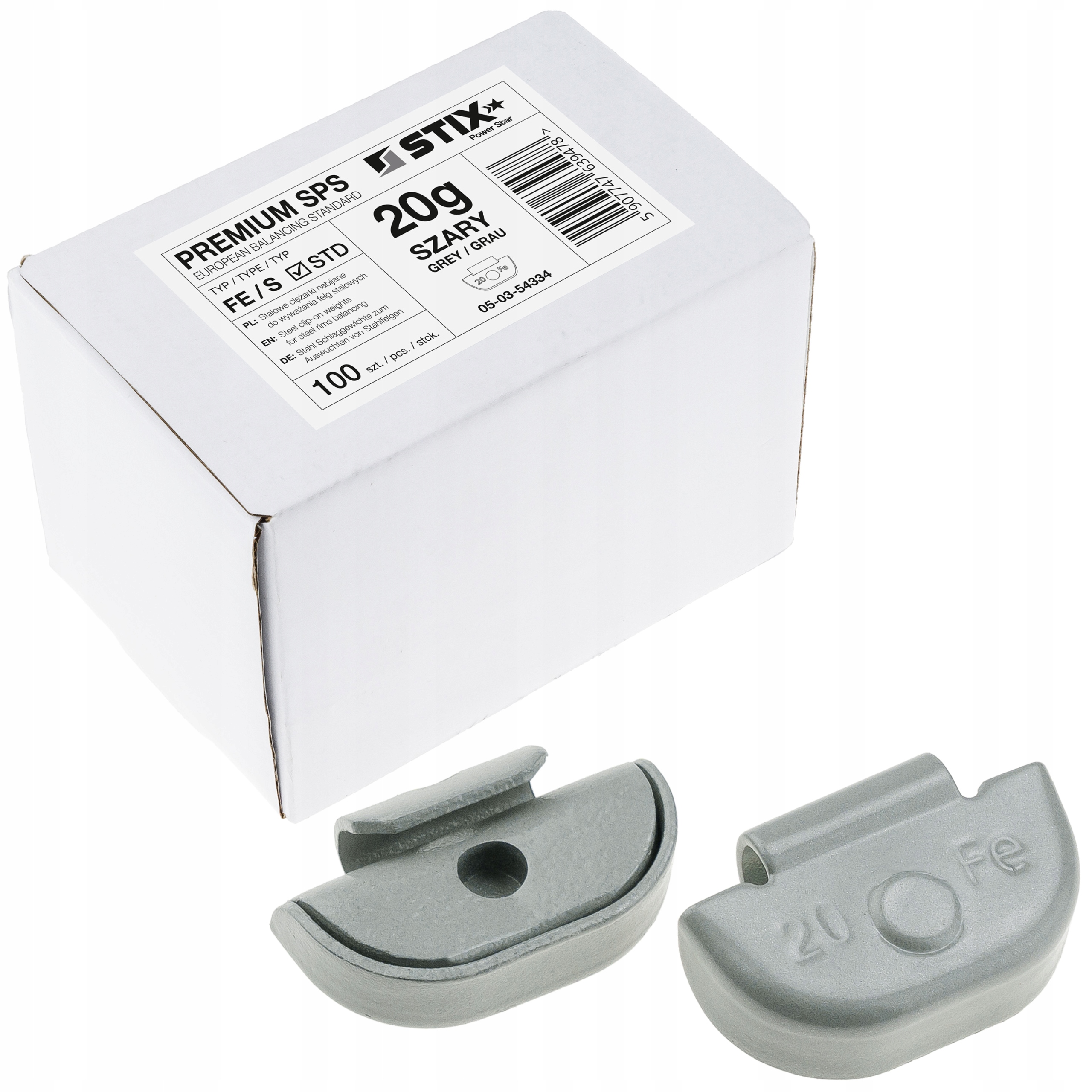 CIĘŻARKI NABIJANE STALOWE DO FELG STALOWYCH STD FE/S 20G 100 SZT. STIX