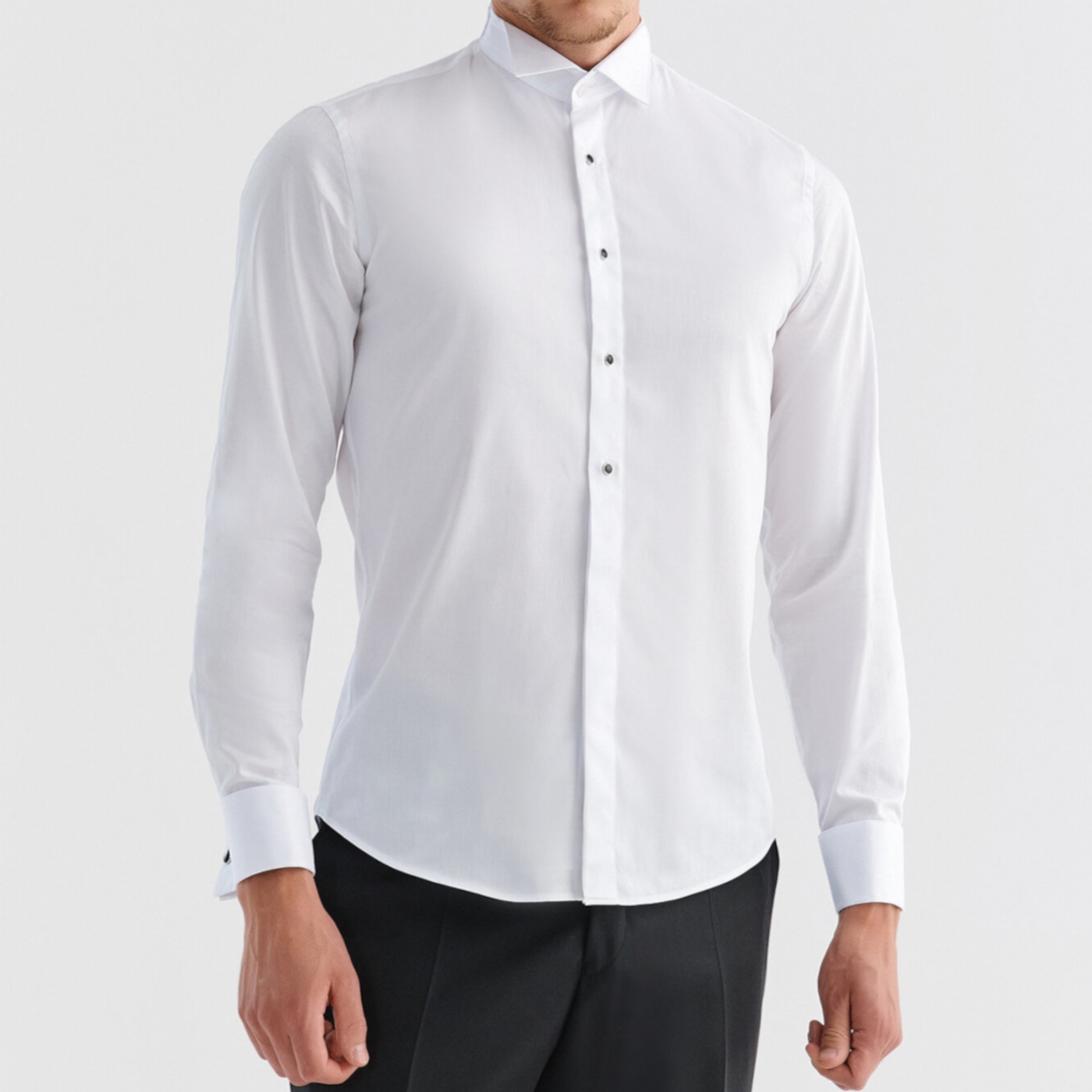 Bílá elegantní pánská košile s roztrhaným límečkem Pako Lorente vel XXL