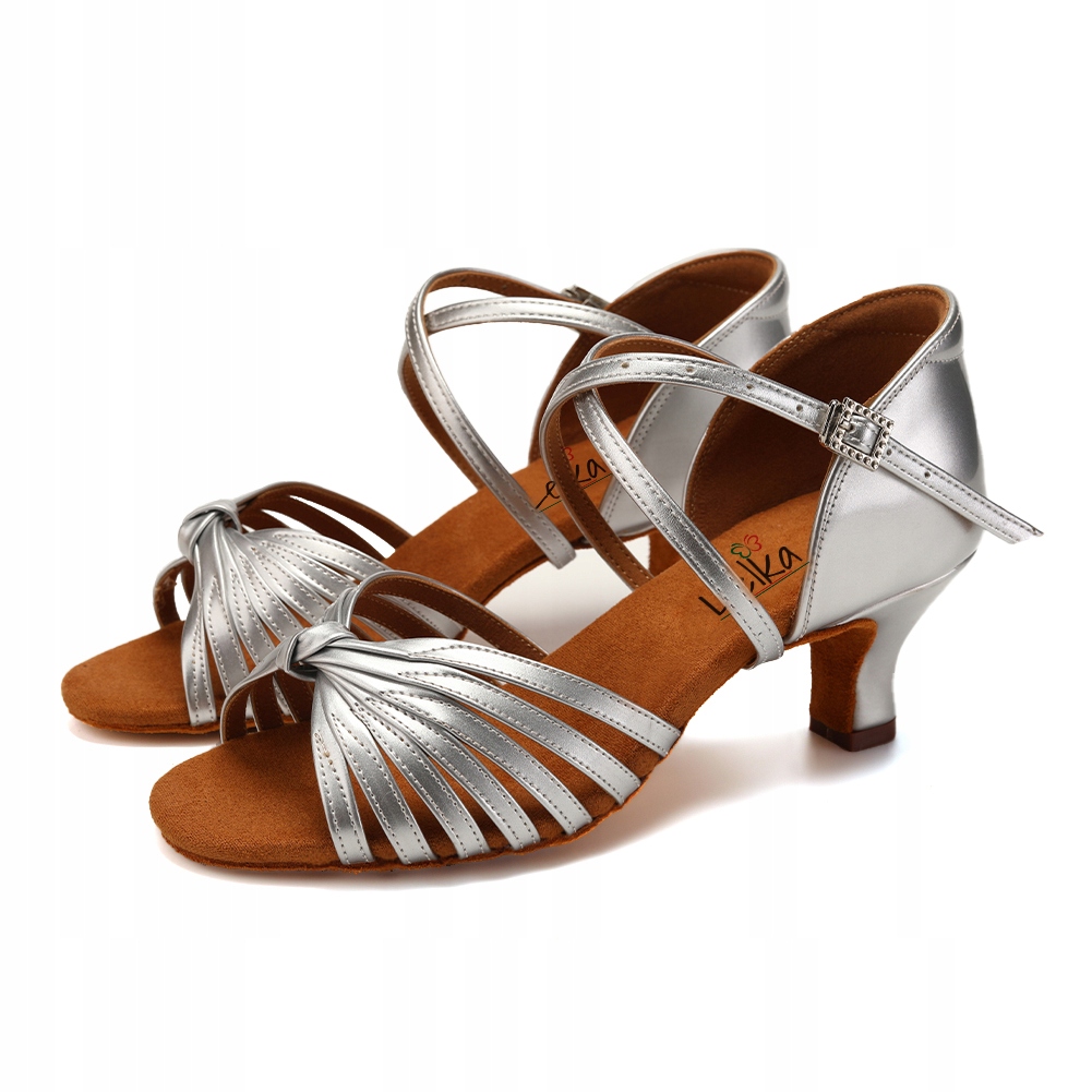 Buty Do Tańca Taneczne Połyskujące Srebrne 5,5cm
