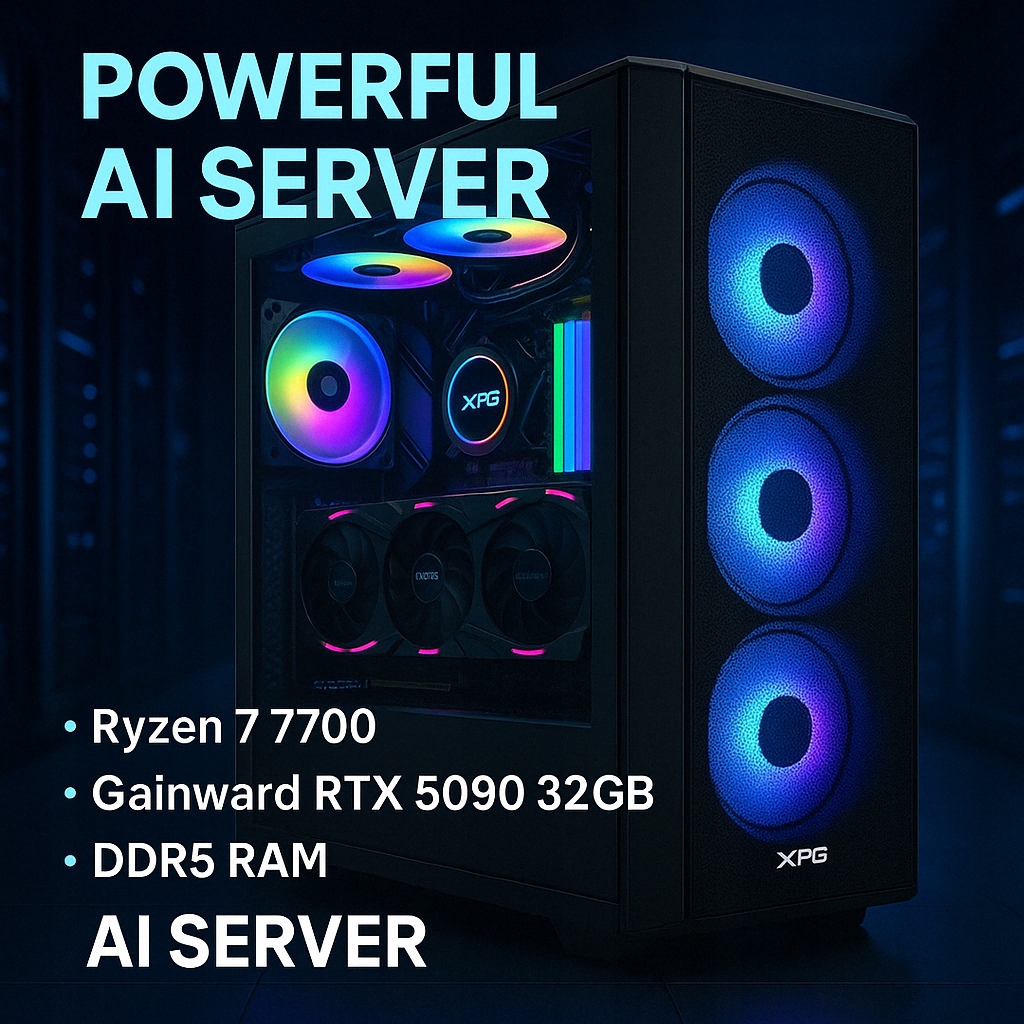 Ai Server, Ryzen 7 7700 Aio Evga 360', 48GB, 2TB, 1000W, Rtx 5090 32GB