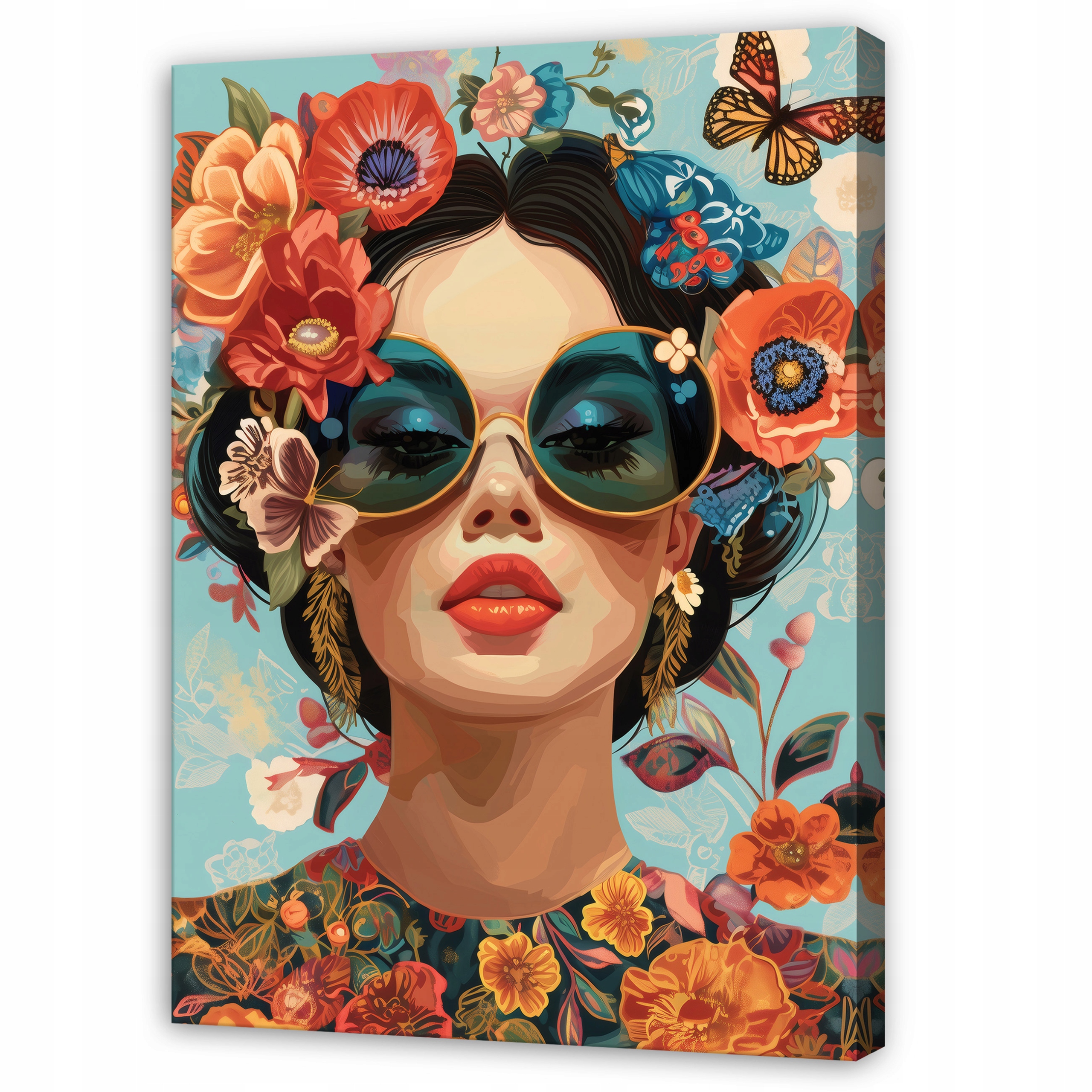 Obraz Žena Tvář Květiny Retro Art Do Ložnice Obývacího Pokoje Na Plátně 120x80
