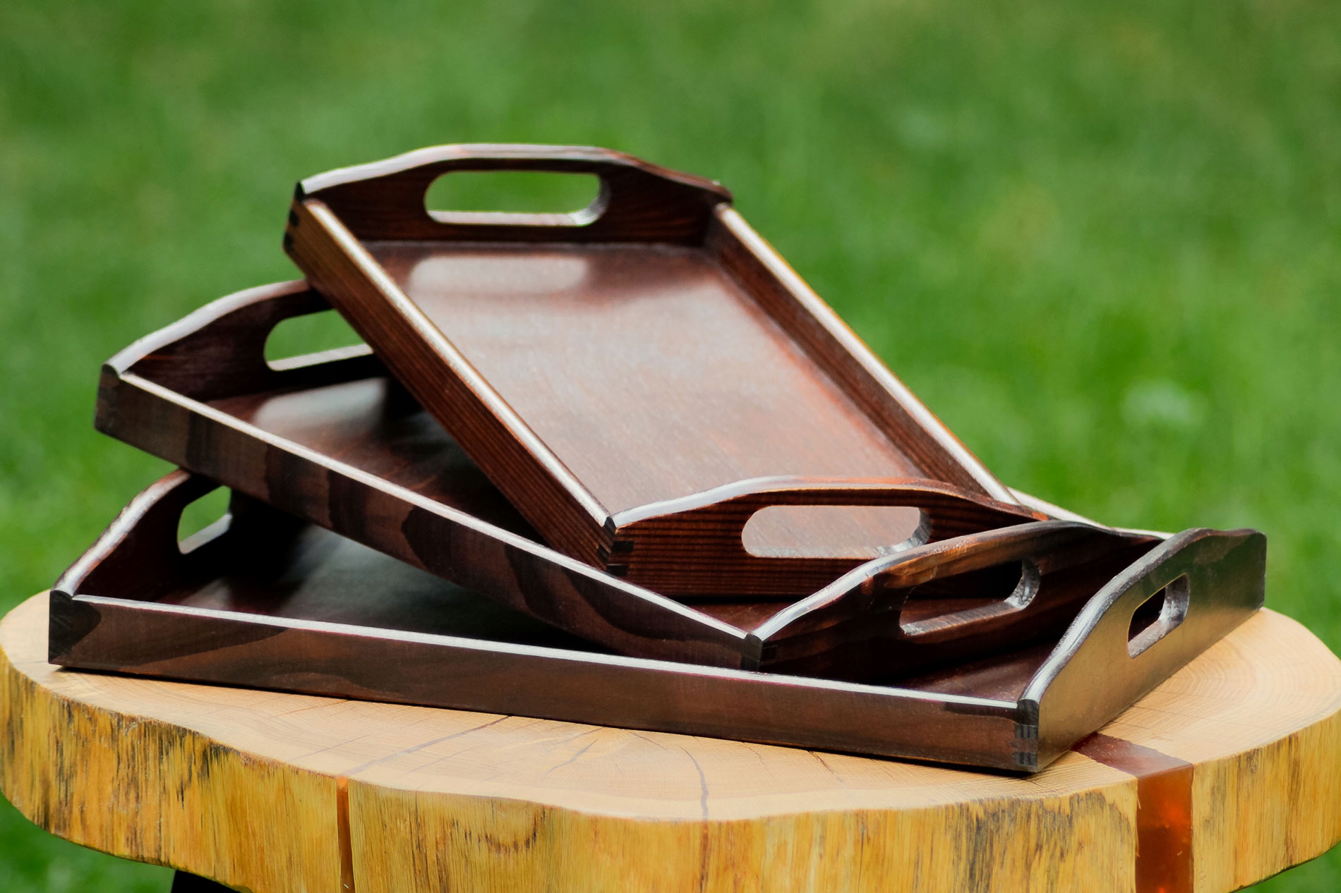 Drewniane TACE malowane tacki KOMPLET zestaw 3 el. Kod producenta K0143B-1