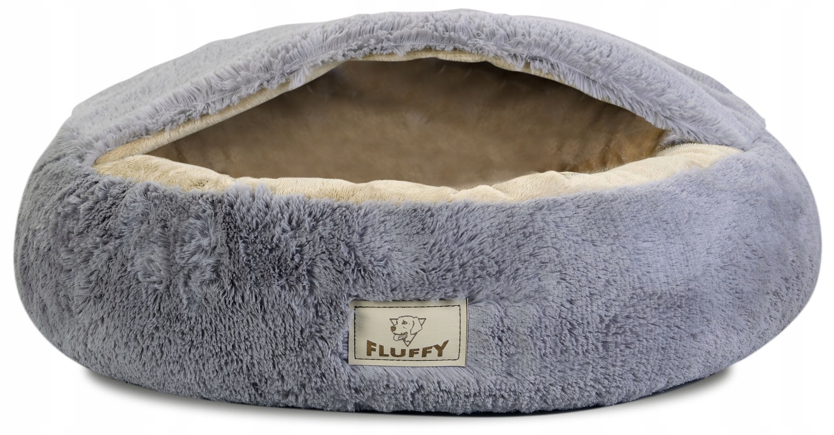 Pelíšek se stříškou Šedé Vel 50 cm pro psa a kočku Shaggy