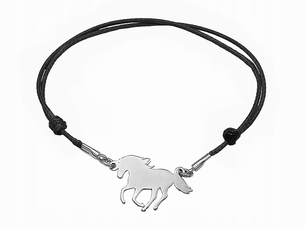 

Czarna sznurkowa bransoletka koń ogier