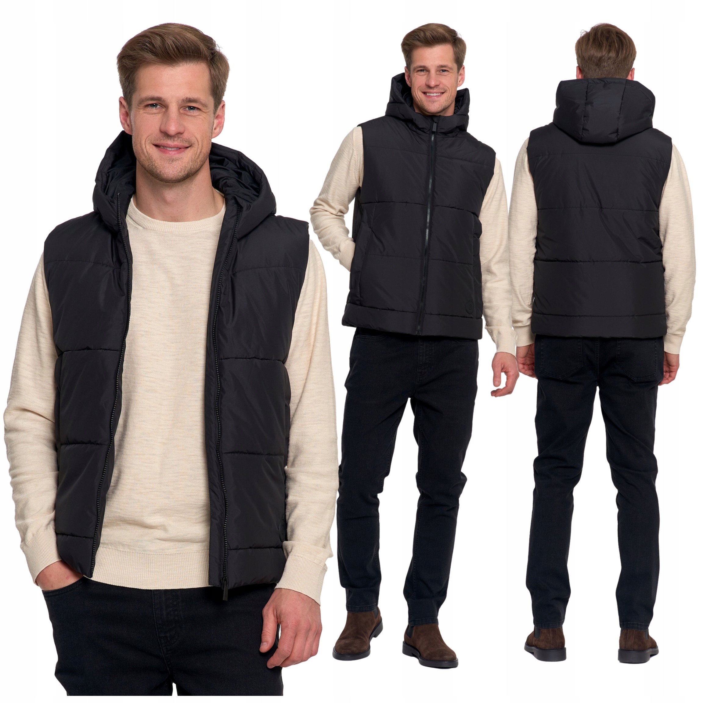 Pánský Bunda Bez Rukávů Rukáv S Kapucí Na Podzim, Teplý Moraj XXL