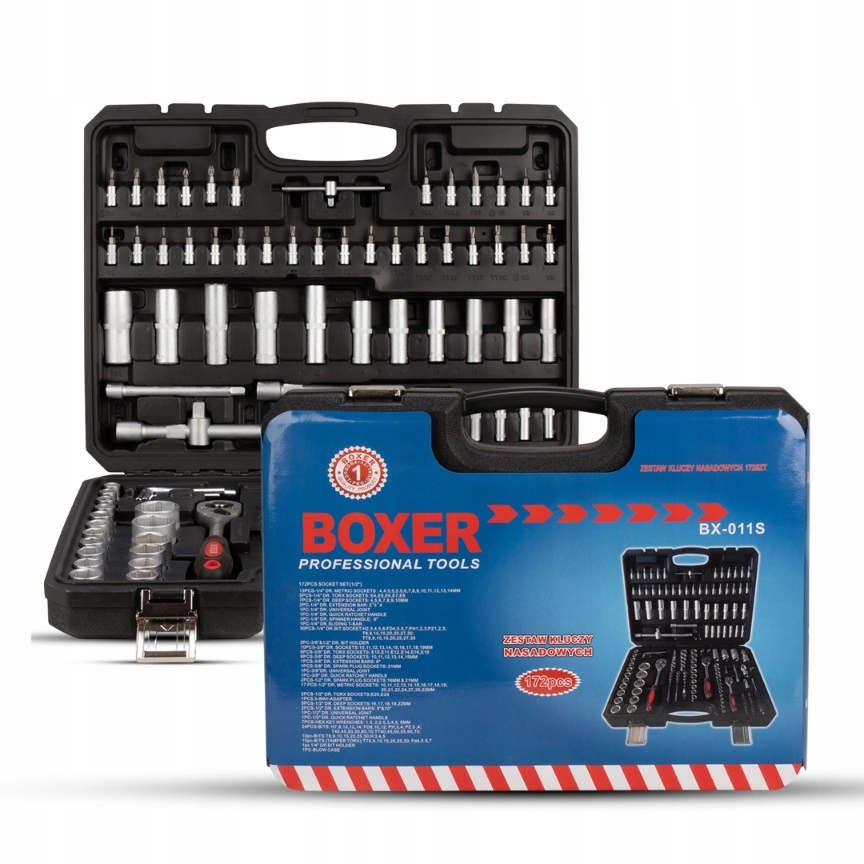 PROFESJONALNY ZESTAW KLUCZY NASADOWYCH MOCNEJ WALIZCE 172 ELEMENTÓW