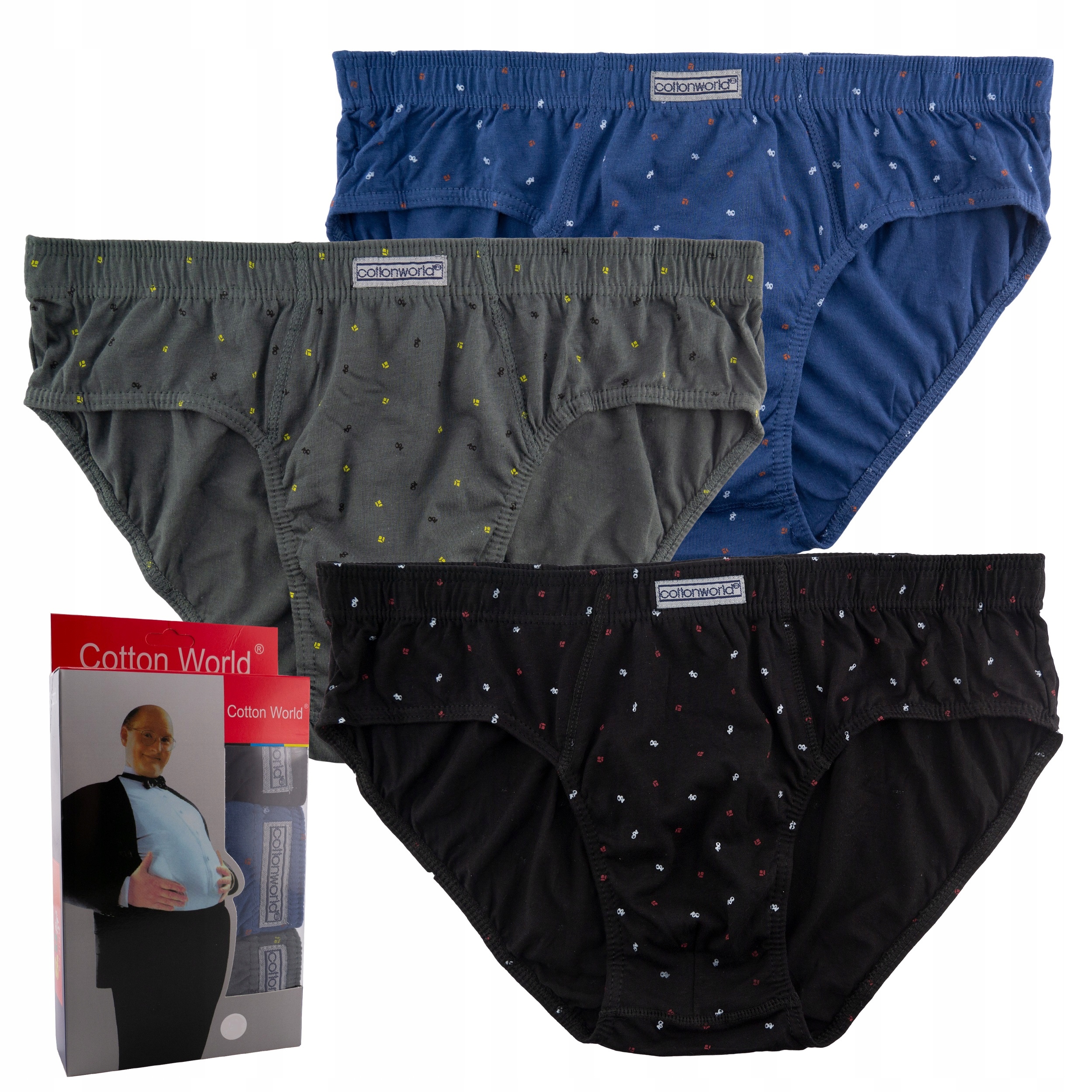 

3x Slipy Męskie Majtki Cotton World 5XL