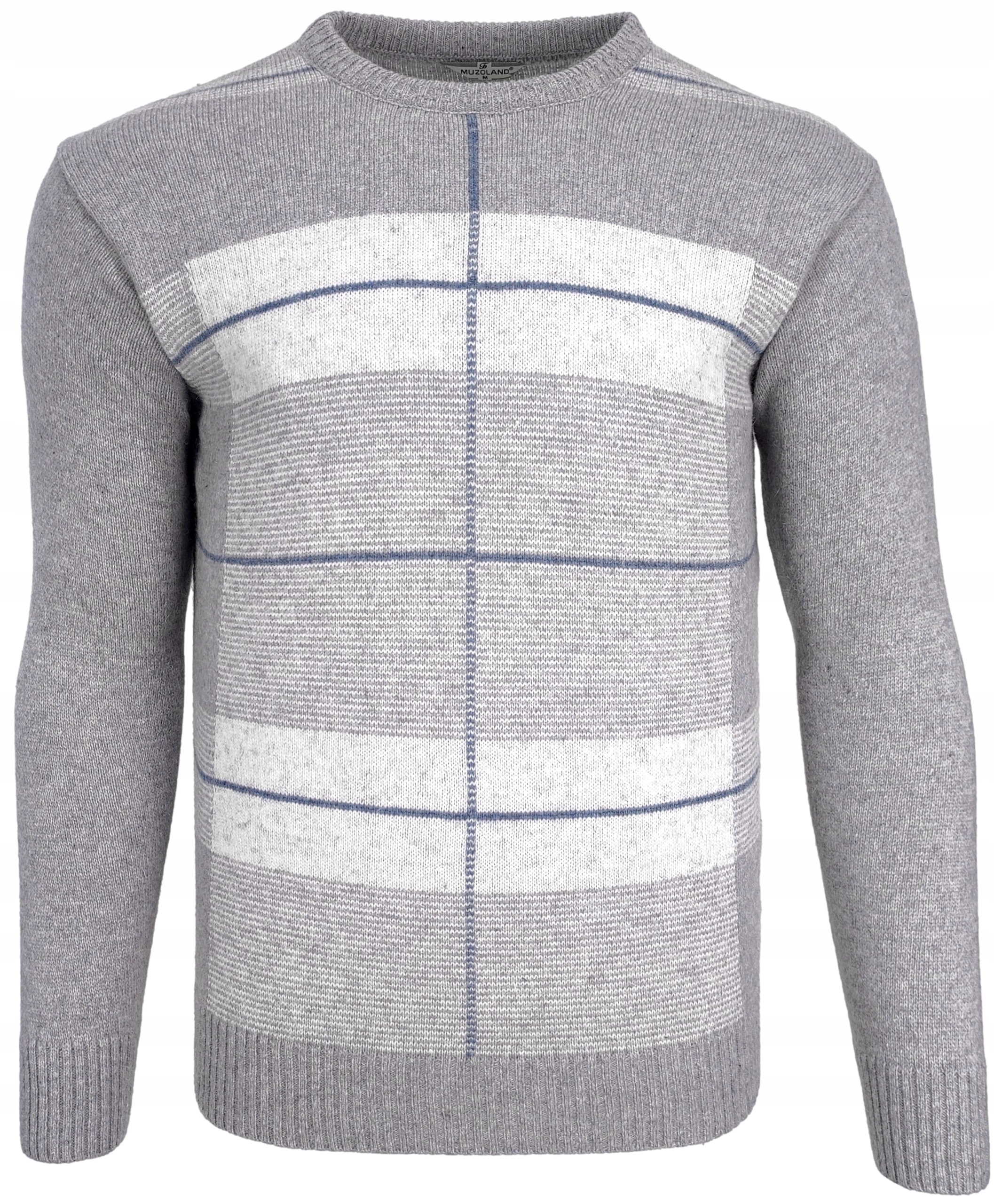 Sweter męski wełniany we wzory W276 ciepły r. XXL