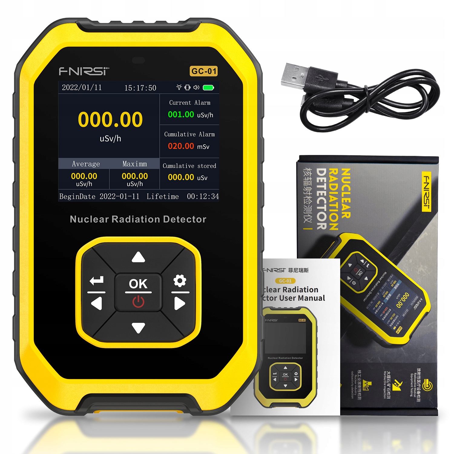 Geigerův detektor jaderného záření LCD dozimetr Fnirsi GC01