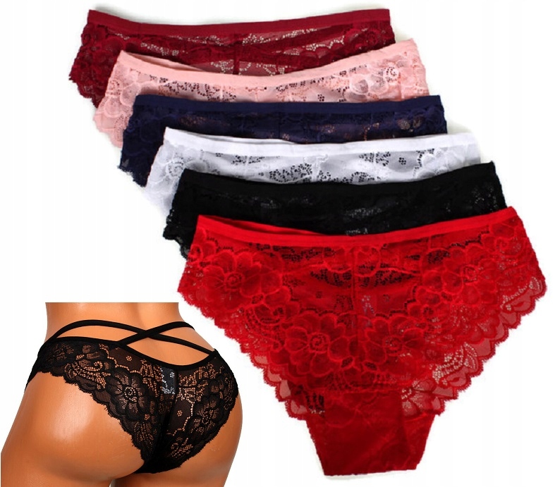 6x MAJTKI DAMSKIE FIGI STRINGI KORONKOWE L