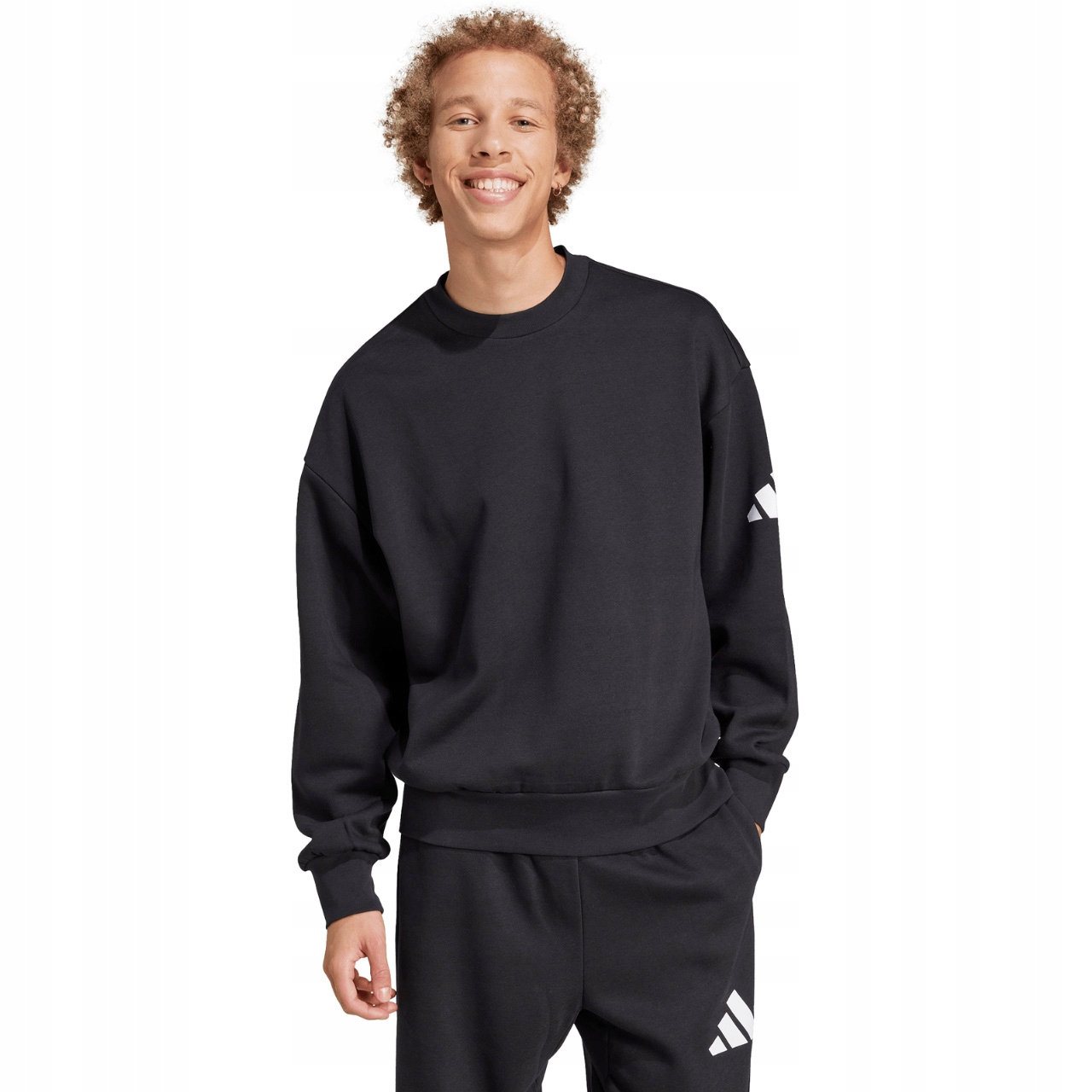 Pánská mikina adidas Essentials Loose Fit 3 Bar Logo černá JF3542 Velikost M